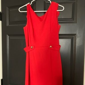 Banana Republic Red Dress with Gold Button decal